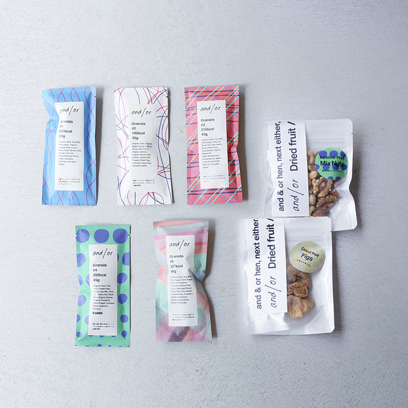 グルテンフリーグラノーラ5個とドライイチジク、ナッツセット｜アンドオア