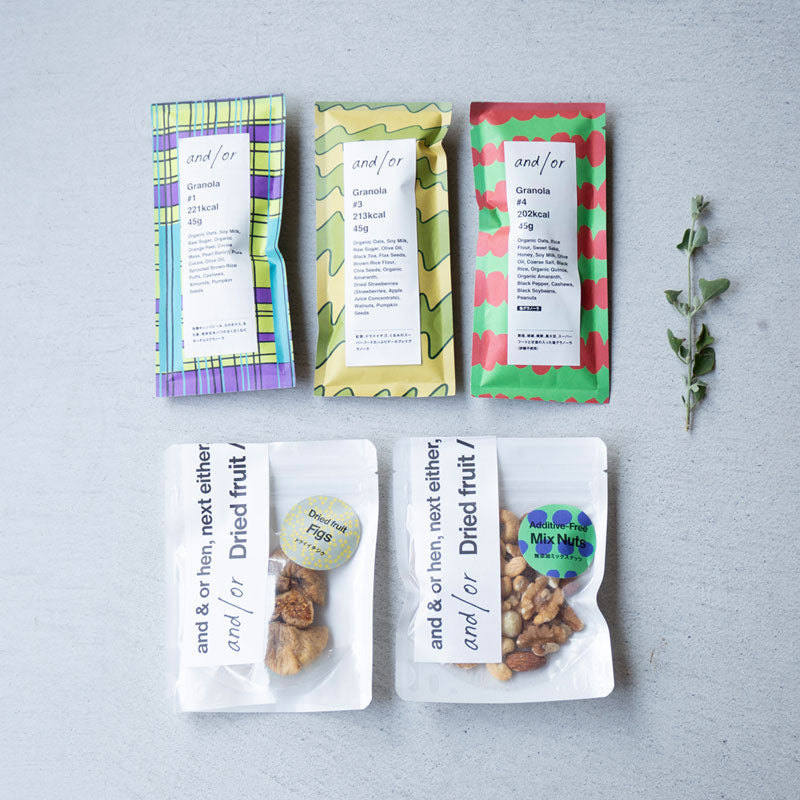 グルテンフリーグラノーラ3個とドライイチジク、ナッツセット｜アンドオア