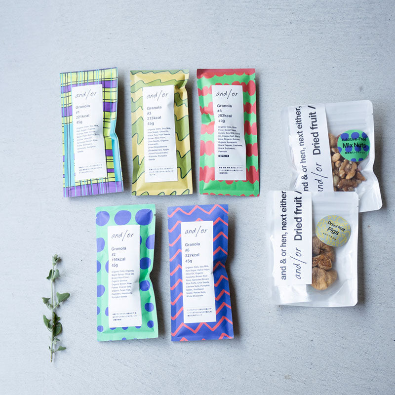 グルテンフリーグラノーラ5個とドライイチジク、ナッツセット｜アンドオア