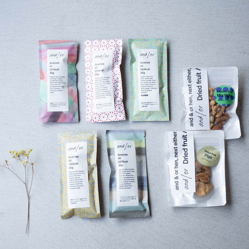 グルテンフリーグラノーラ5個とドライイチジク、ナッツセット｜アンドオア